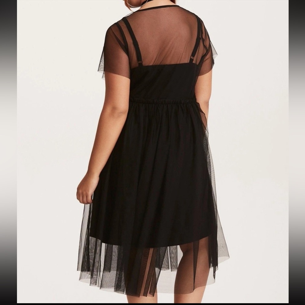 Torrid Elegant Black Mesh Overlay Midi Skater Dress 3X - Picture 2 of 10